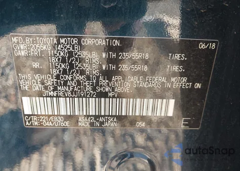 2018 Toyota Rav4 Se из США, поврежденный, VIN JTMNFREV8JJ191272